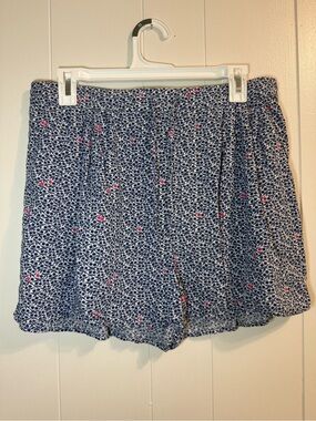 J. Crew Mercantil Womans M Navy Floral Elastic Waist Shorts Coastal, Nautical